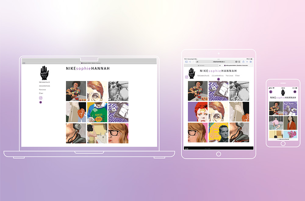 Portfoliowebsite Nike Sophie Hannah, Laptop- Tablet- und Handy-Screens